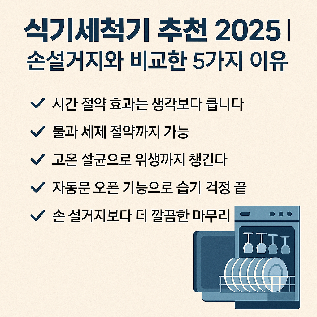 식기세척기 추천 2025┃손설거지와 비교한 5가지 이유