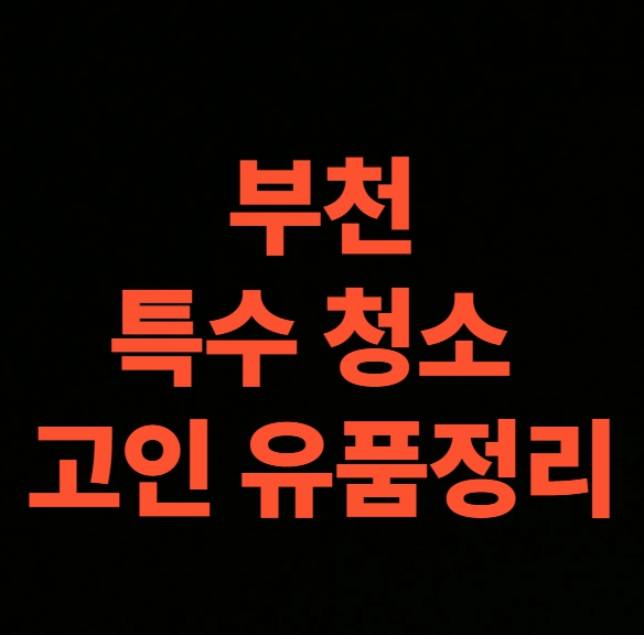 부천 유품정리 업체 특수청소 가격 후기 (부천시 연락처)