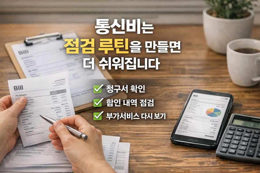 통신비를 줄이기 위해 청구서, 할인 내역, 부가서비스를 함께 확인하는 2026 통신비 점검 체크리스트 이미지