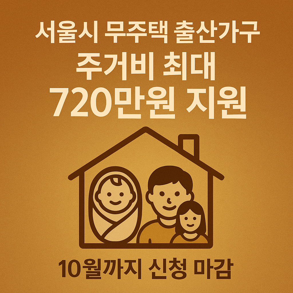 “서울시 무주택 가구가 출산할 경우 전세·월세 주거비 최대 720만원 지원, 10월까지 신청 가능”