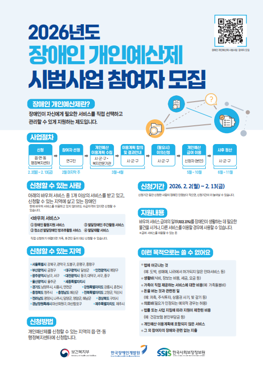 2026년 장애인개인예산제 신청