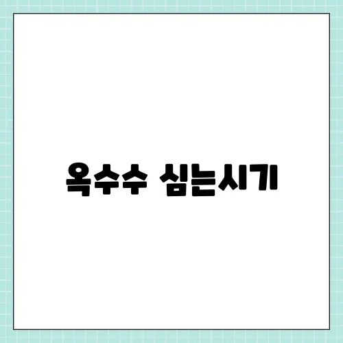 옥수수 심는시기, 모종 재배 파종시기 수확 모르면 손해!