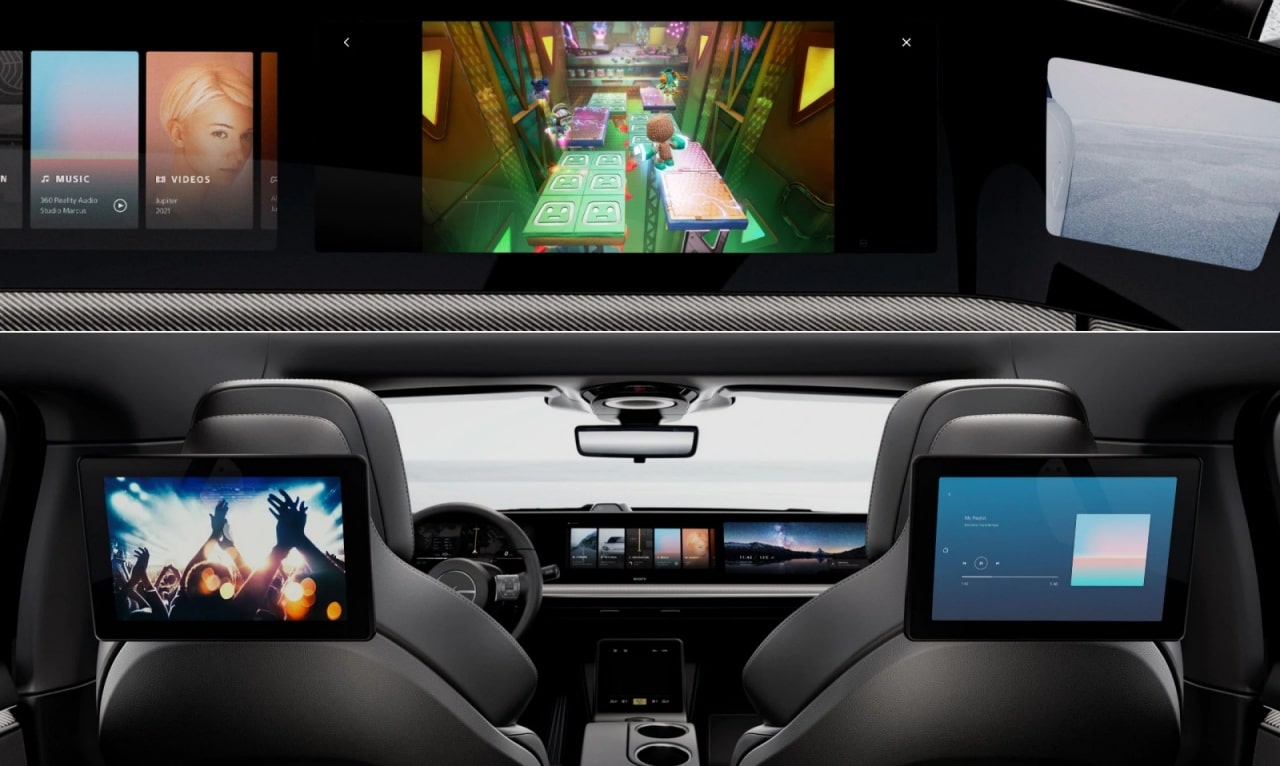 소니 비전-S 옆좌석에서는 게임을 즐길 수 있습니다.