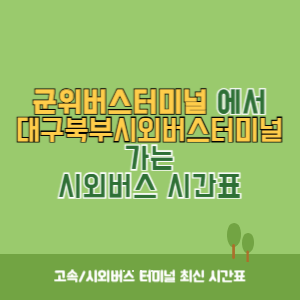 군위버스터미널에서 대구북부시외버스터미널 가는 시외버스 시간표 최신정보