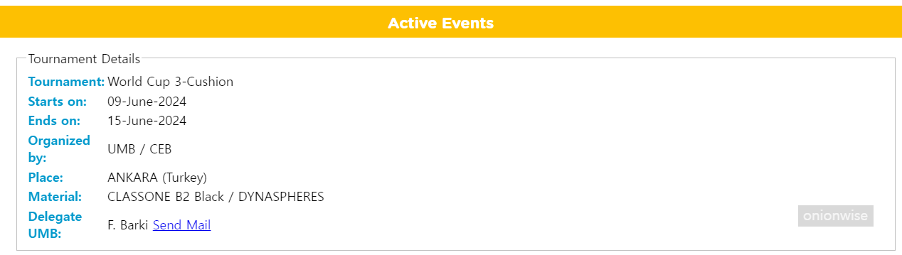 앙카라 세계 3쿠션 월드컵 대회요강