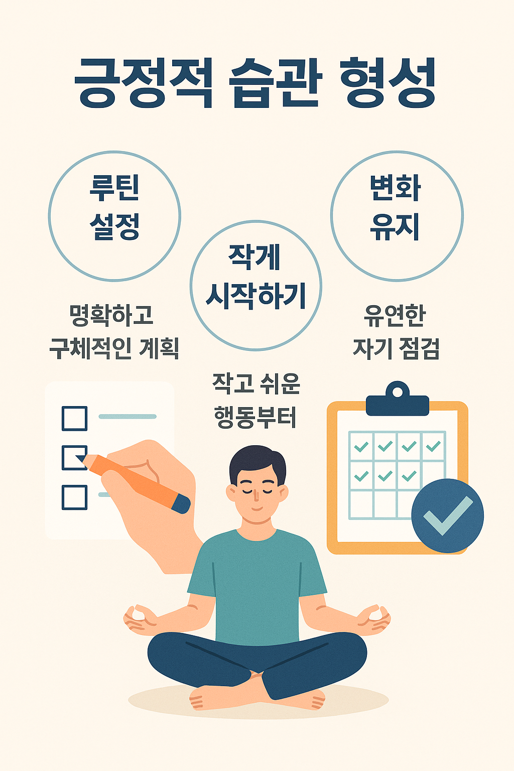 긍정적 습관 형성, 루틴 설정, 변화 유지 전략