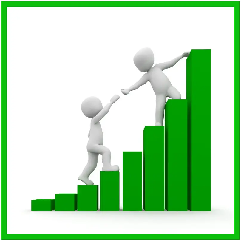 신용불량자- 초록테두리 안 흰바탕 초록색 점점 커가는 막대그래프 위 두사람이 서로 손잡고 있는 이미지 위 빨간글씨 소액생계비 대출조건 신청방법