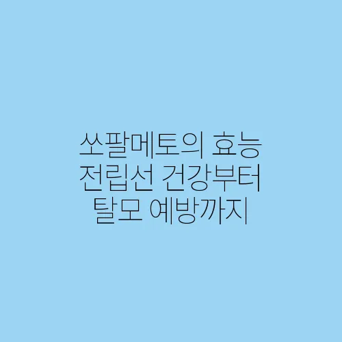 쏘팔메토의 효능 전립선 건강부터 탈모 예방까지