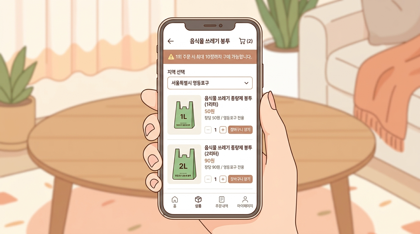 영등포구 10매 구매 제한 1L 소형 쓰레기봉투
