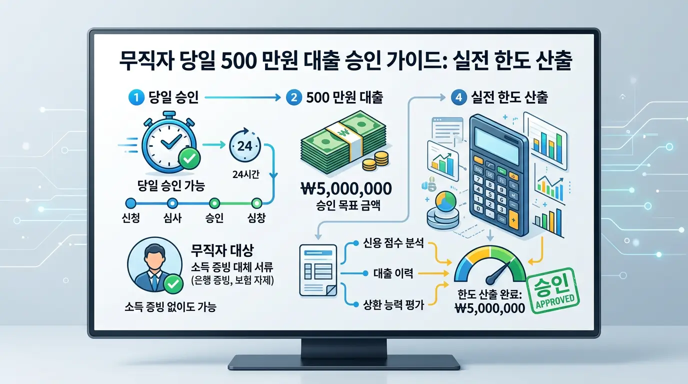 당일 500 대출 및 무직자 500 만원 대출 승인 실전 한도 산출