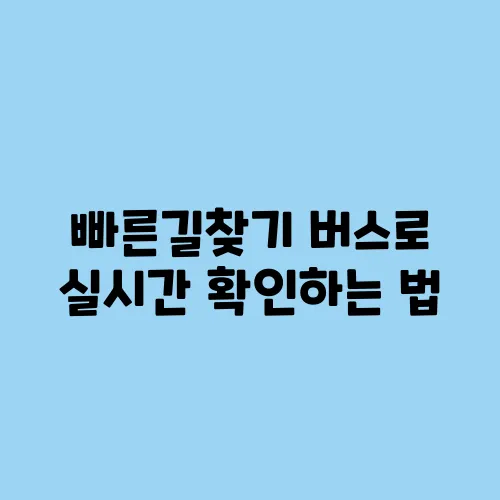 빠른길찾기 버스로 실시간 확인하는 법