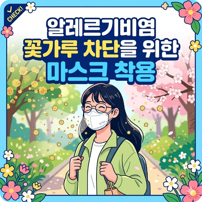 알레르기비염 꽃가루 차단을 위한 마스크 착용