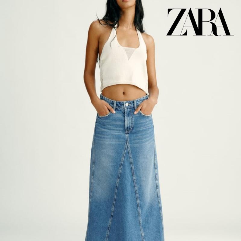 자라 ZARA 여름 캐주얼 청치마 데님 스티치 포인트 스커트