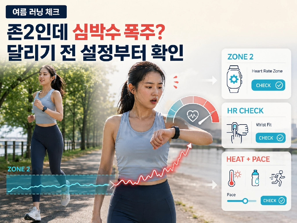 존2 운동인데 심박수가 높은 이유, 여름 러닝 전 워치 설정 5단계