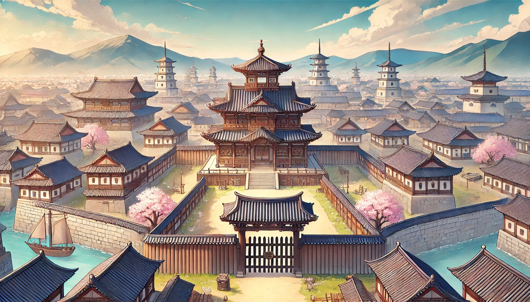 백제의 수도 분위기 애니 스타일 이미지