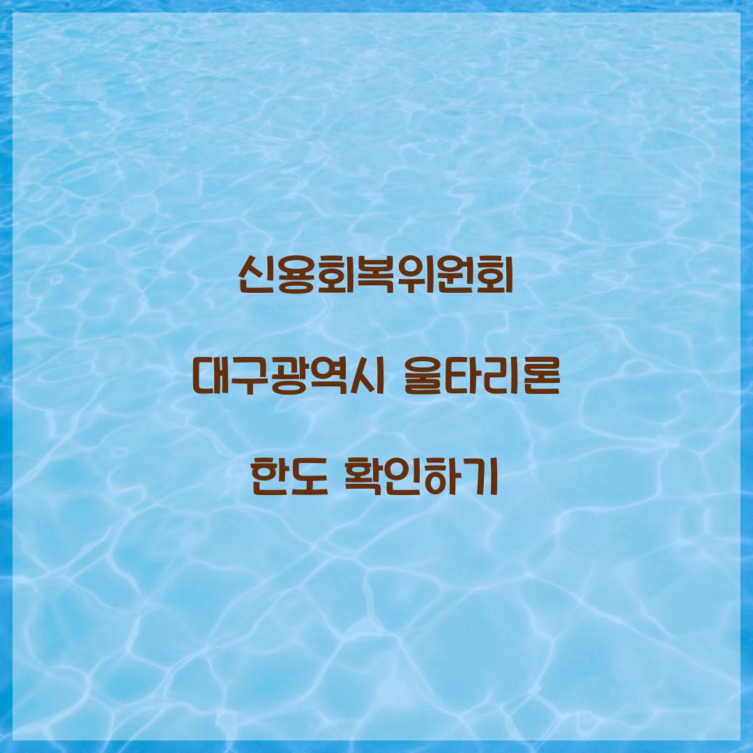신용회복위원회 대구광역시 울타리론 한도