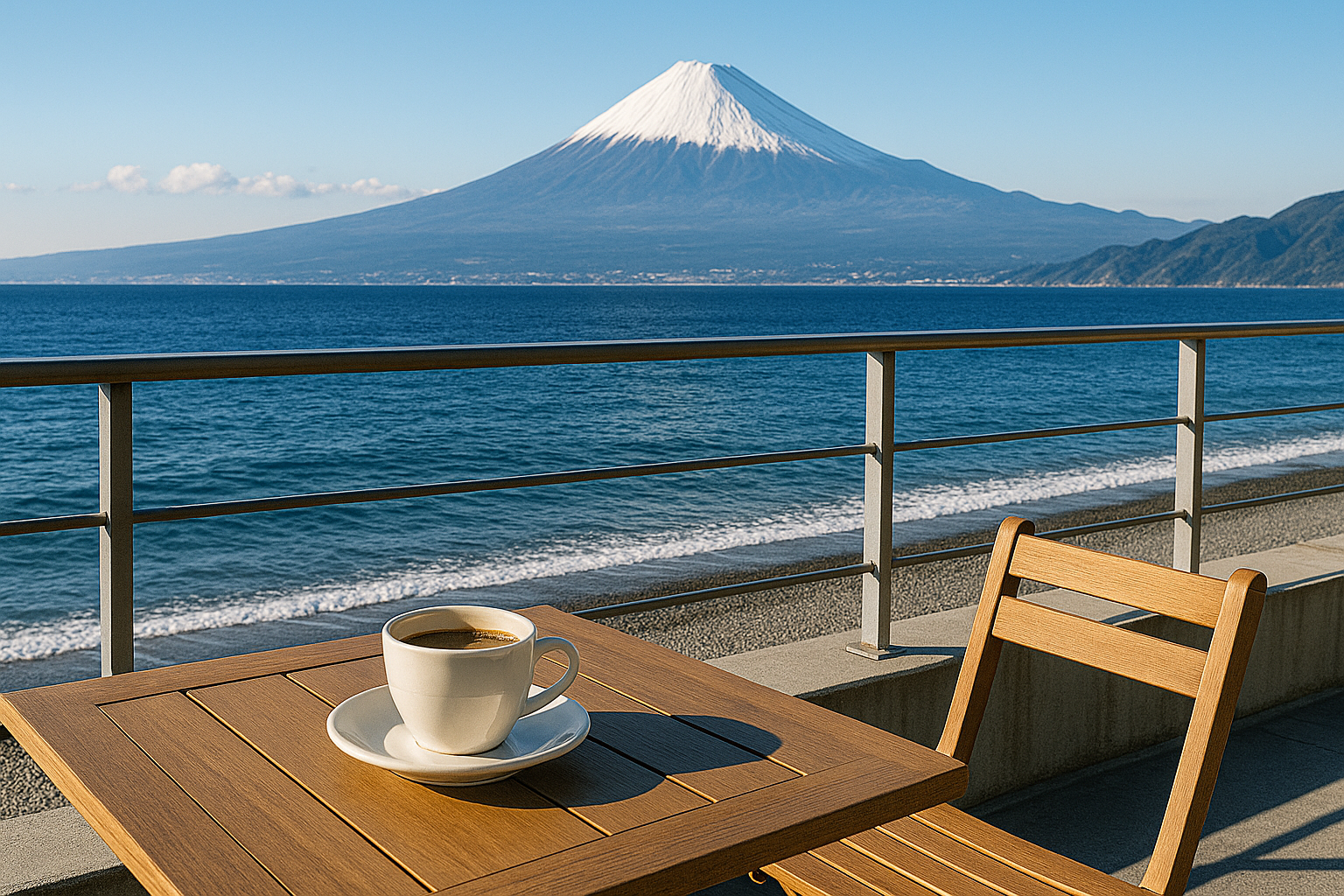 후지산이 보이는 카페 사진