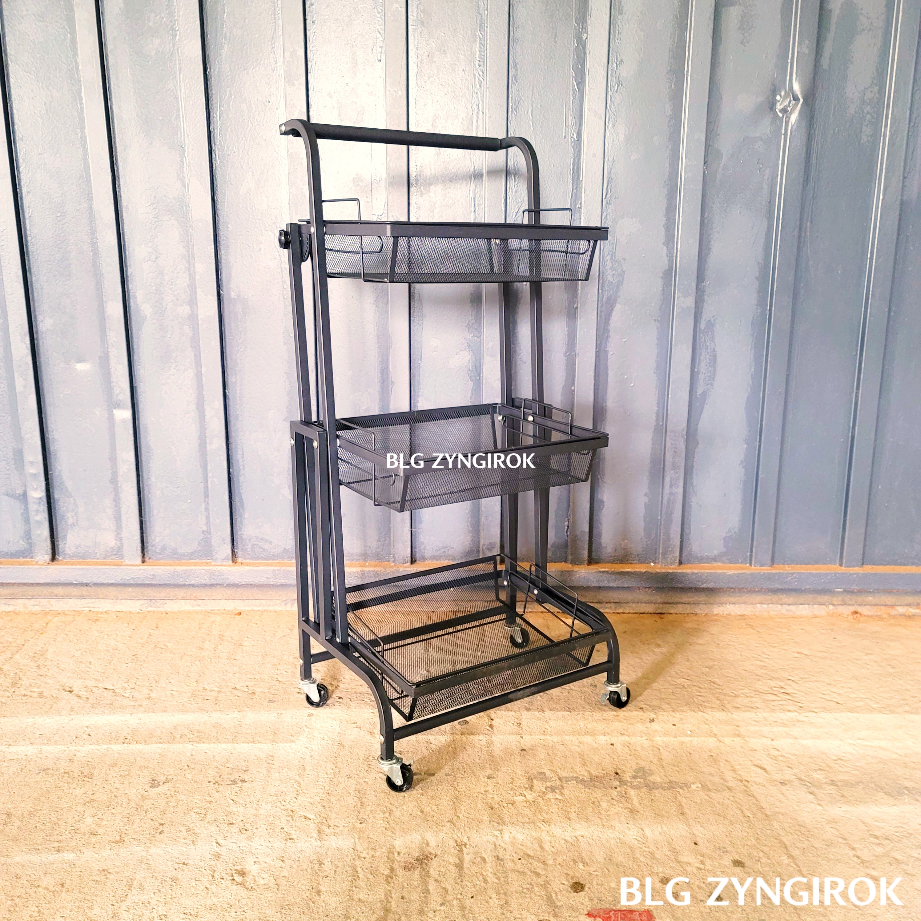 구조-조립이-완료된-트롤리에-선반을-올려놓은-모습이다.-완성이다.