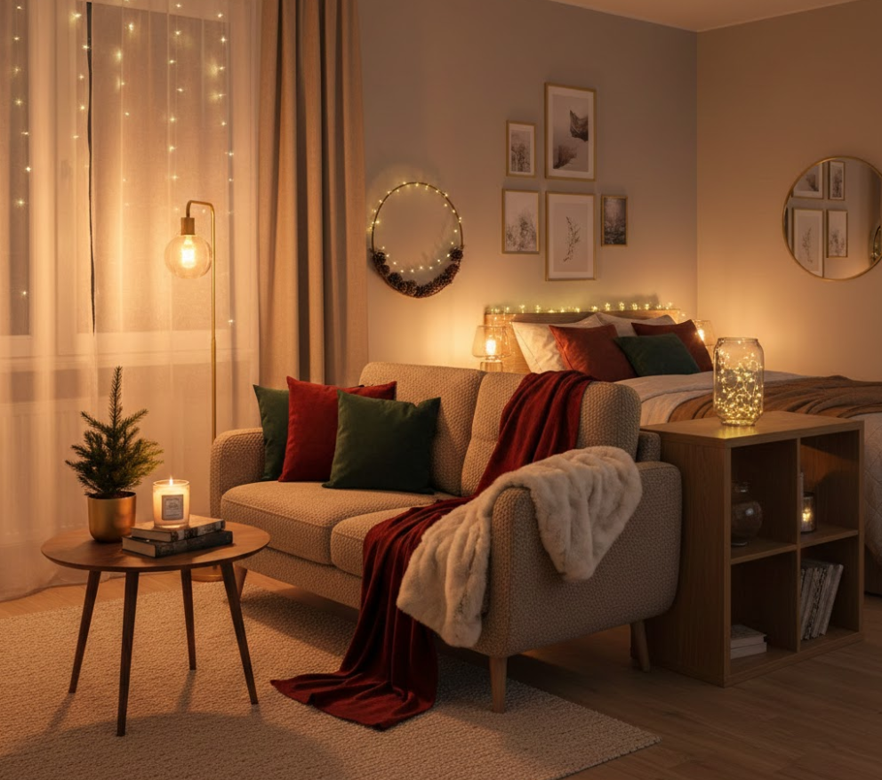 연말 분위기 인테리어 조명, 소품, 컬러