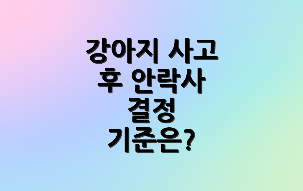 강아지 사고 후 안락사 결정 기준은?
