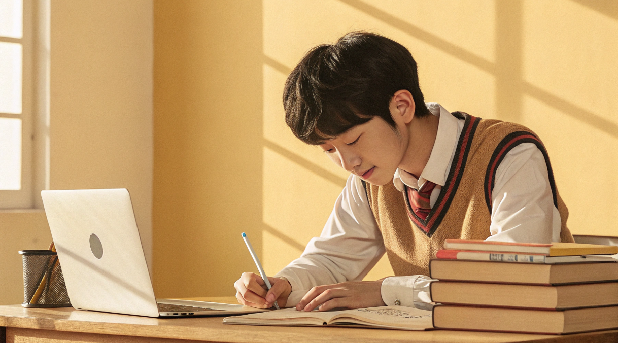 자기주도 학습법이 잘 준비되어 있는 학생의 모습