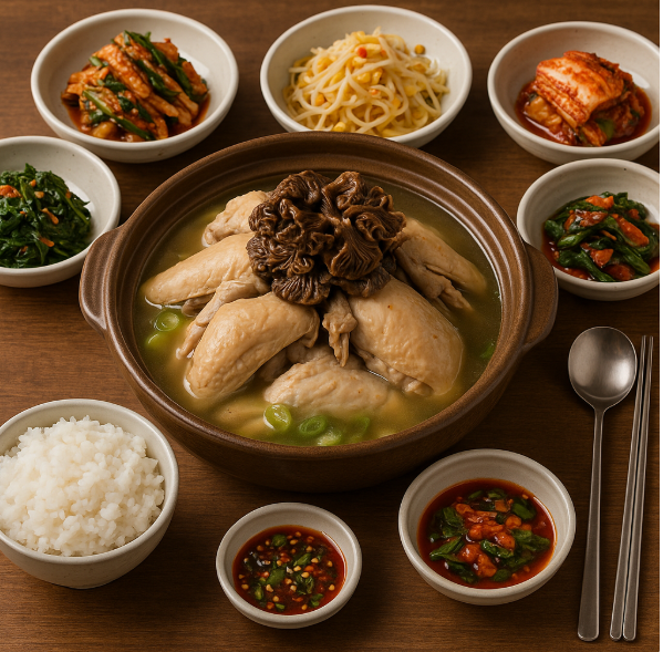 오리 백숙 반상 사진