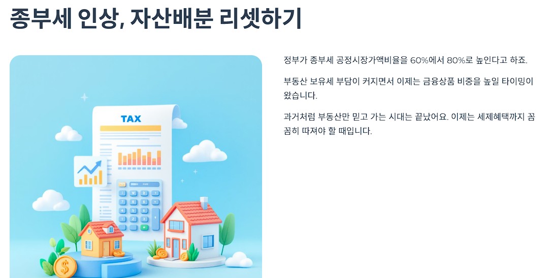 종부세 인상, 자산배분 리셋하기