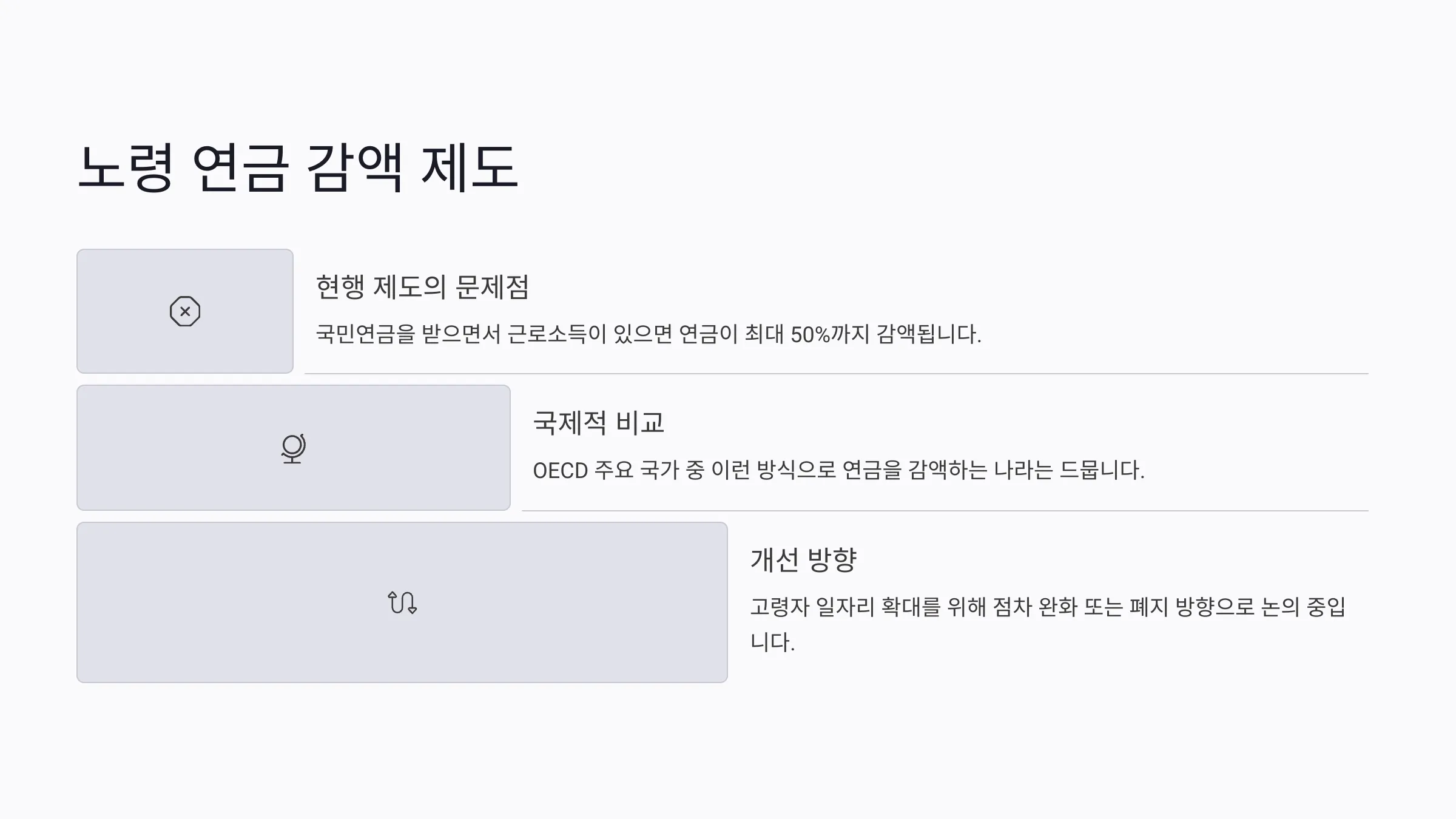 노령 연금 감액 제도에 관련한 설명