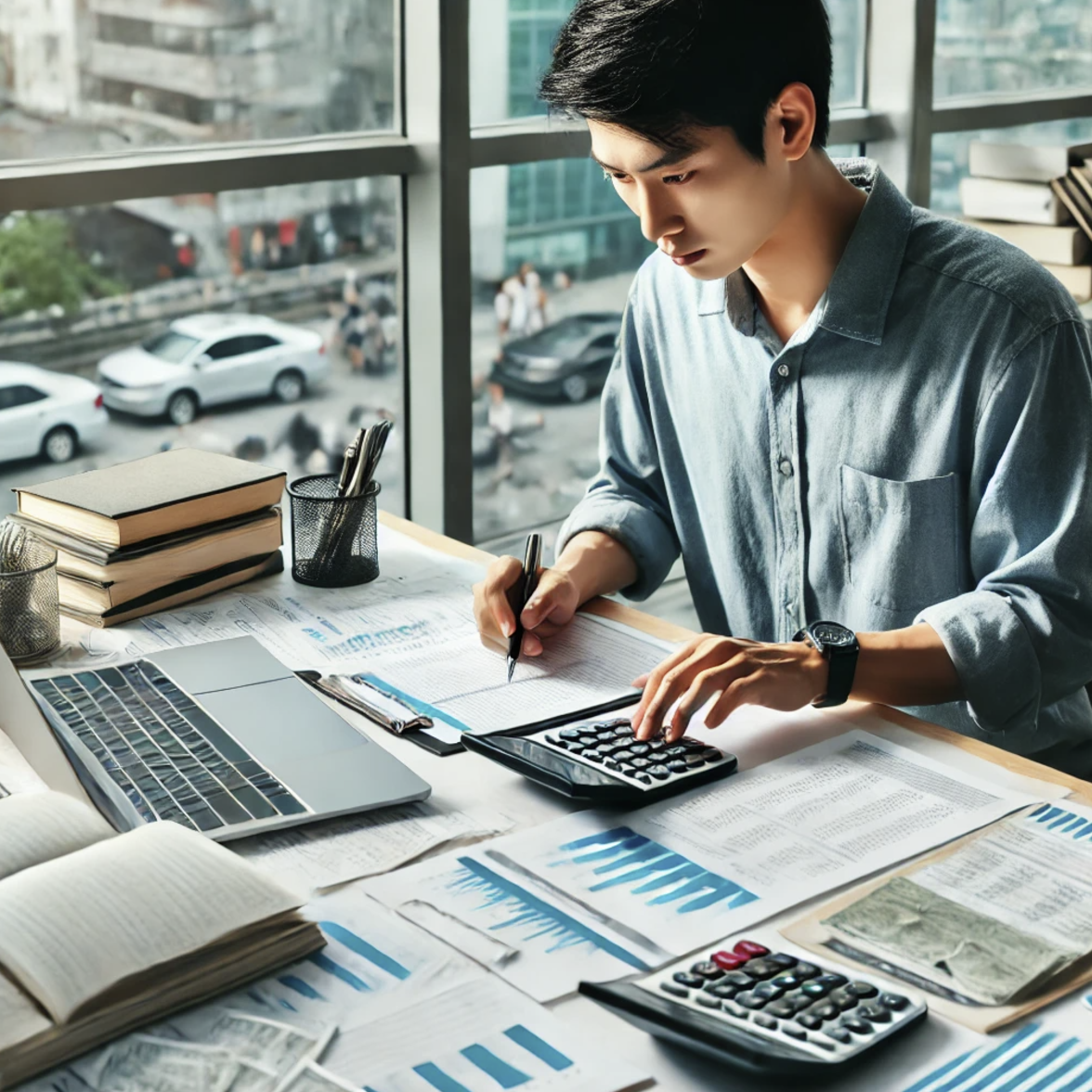 세금 절감을 위해 계산중인 회계사의 모습
