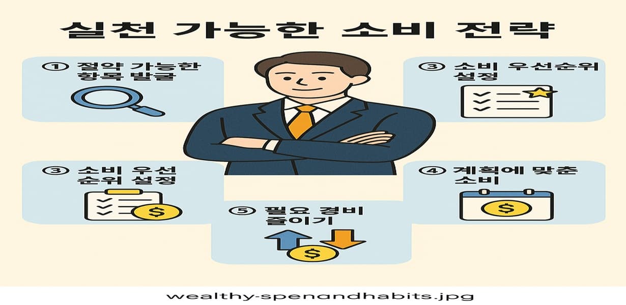 실천 가능한 소비 전략 5가지를 정리한 인포그래픽 이미지