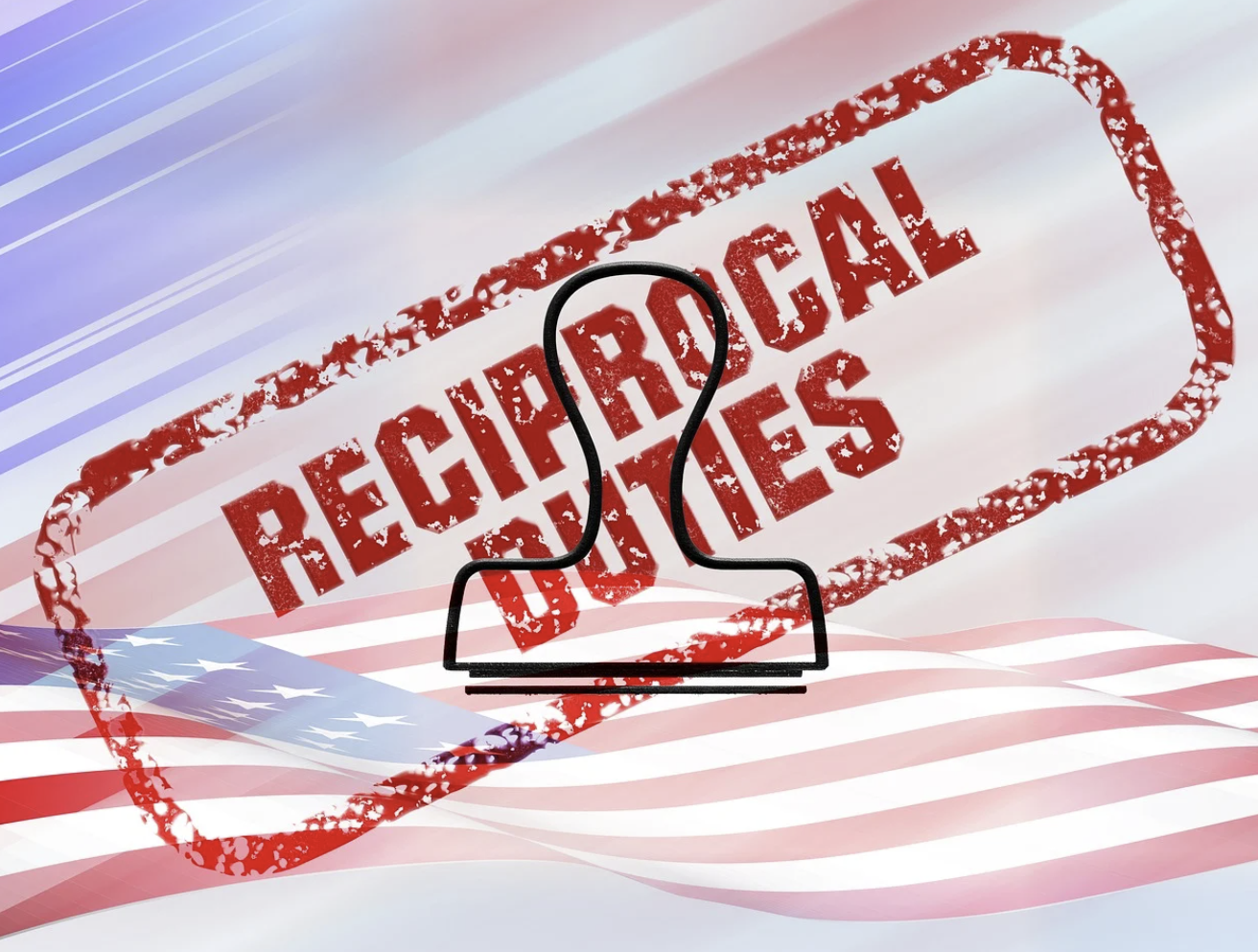 reciprocal duties가 적힌 미국 국기