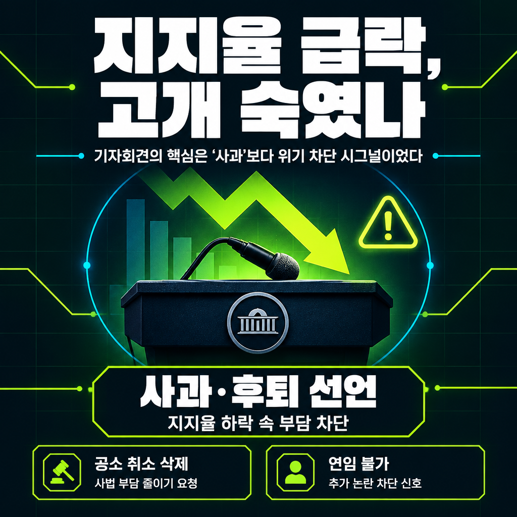지지율 급락, 고개 숙였나