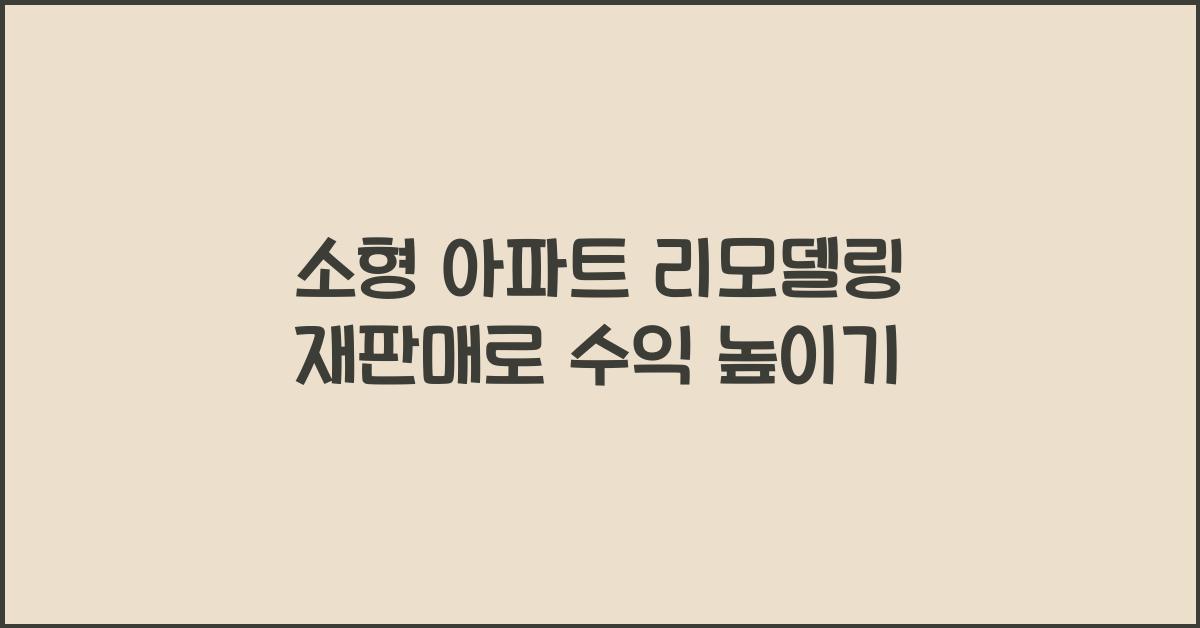 소형 아파트 리모델링 재판매