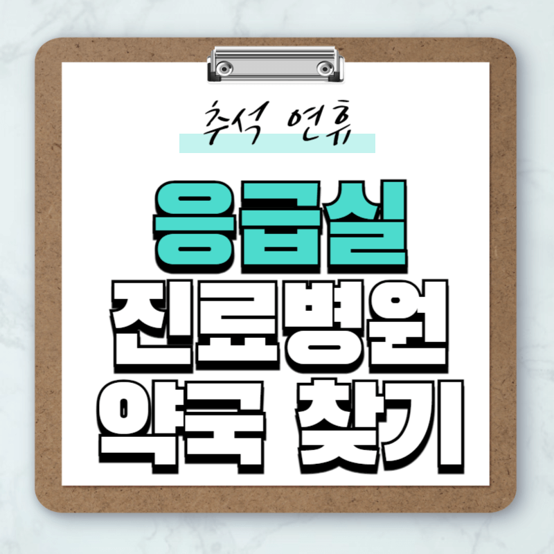 추석 연휴 응급실, 진료병원, 약국 찾기