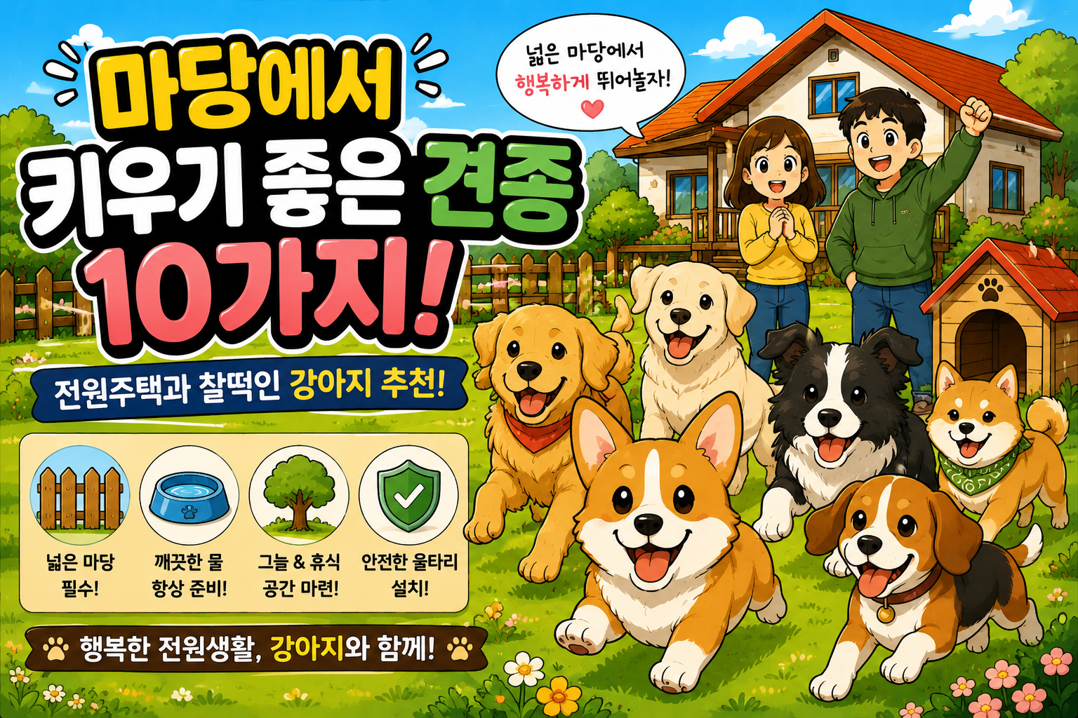 마당에서 키우기 좋은 견종 10가지