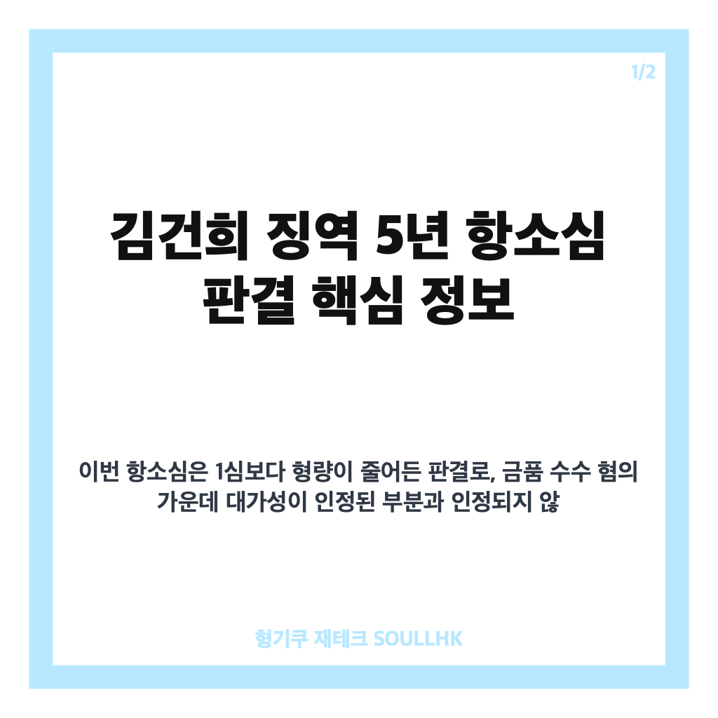 김건희 징역 5년, 항소심 감형 판결 핵심 정리 카드뉴스 1