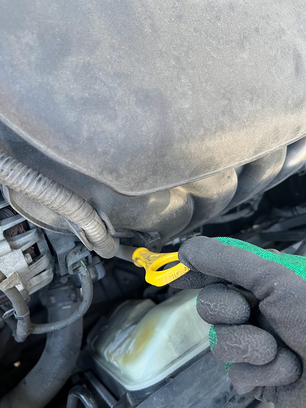 엔진오일-점검구-손잡이의-모습