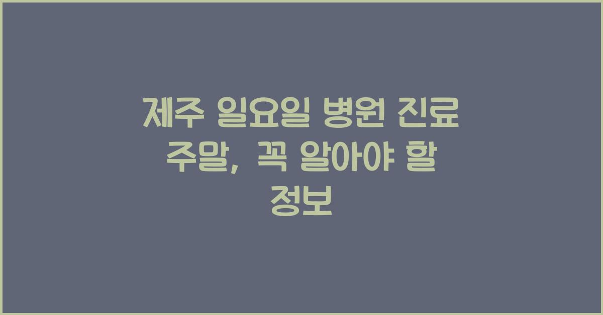 제주 일요일 병원 진료 주말 