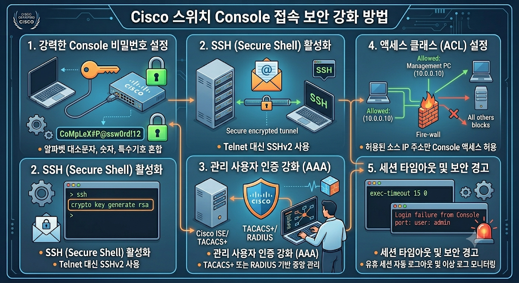 Cisco 스위치 Console 접속 보안 강화 방법