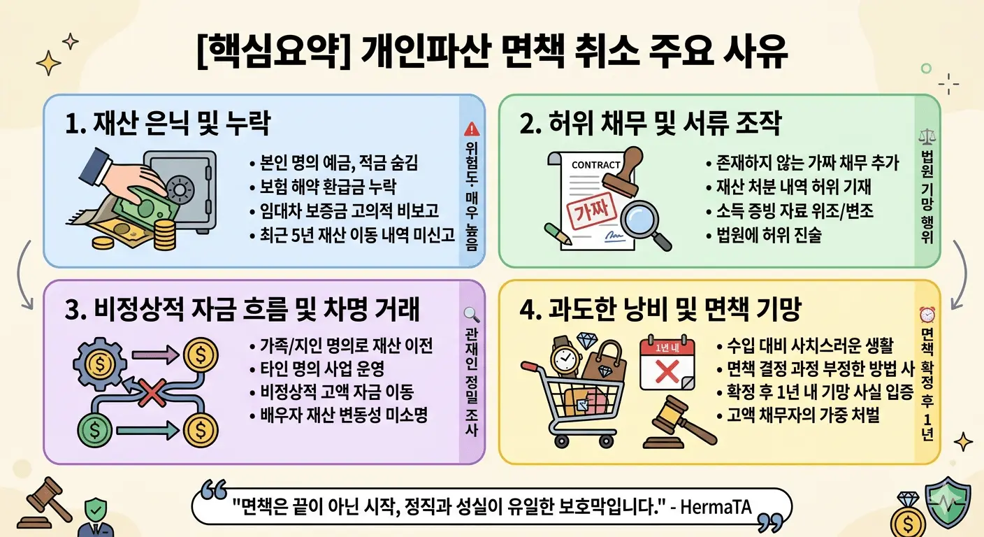 개인파산 면책 취소 주요 사유 이미지