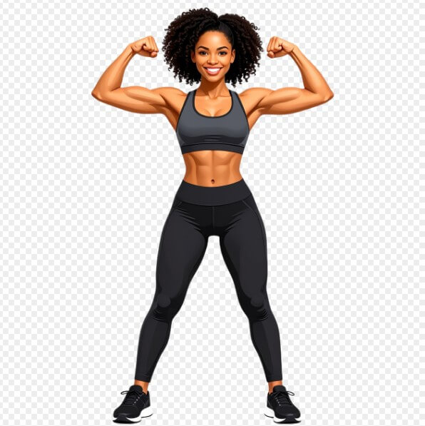 운동복을 입고 있는 건강한 흑인 여성