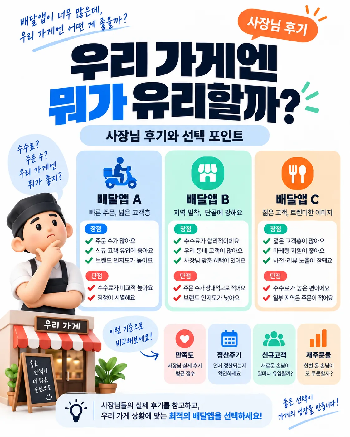 우리 매장에 유리한 배달앱 선택 가이드 인포그래픽