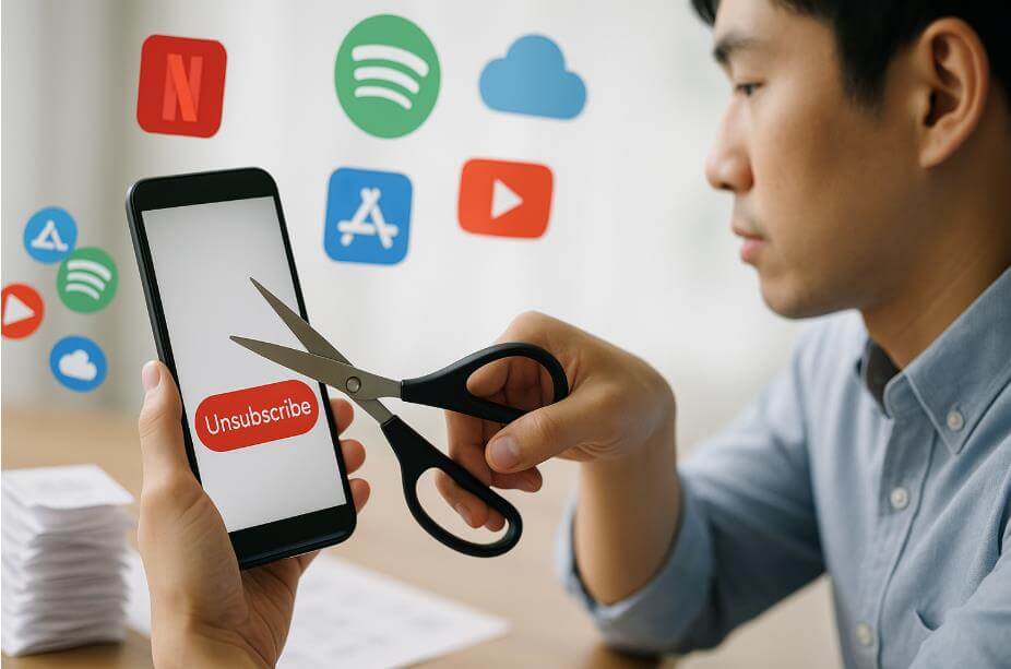 불필요한 구독을 정리하며 소비를 통제하는 모습