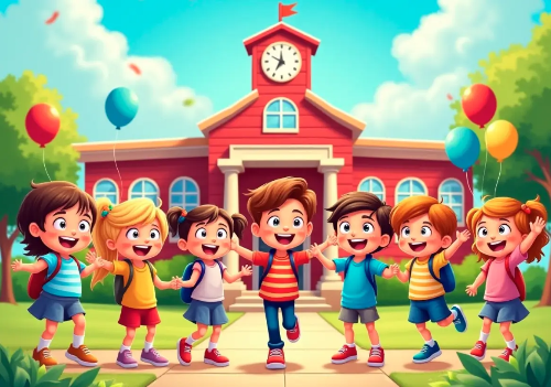 초등학교-입학-학교-학생들