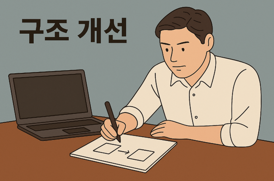 블로그 구조와 H태그를 개선하는 모습을 나타낸 이미지