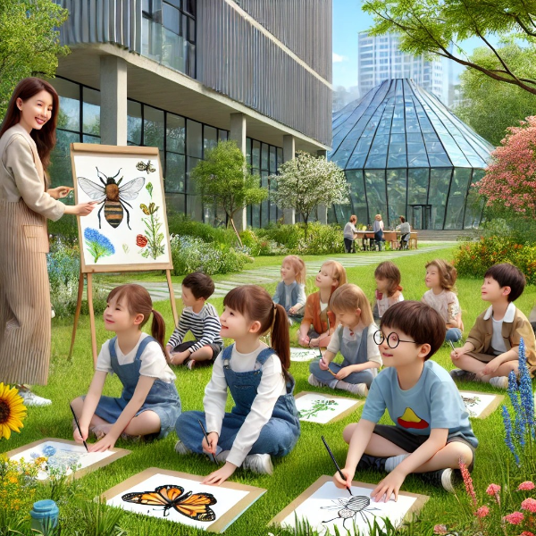 서울시립과학관 생태화 그리기 수업 장면