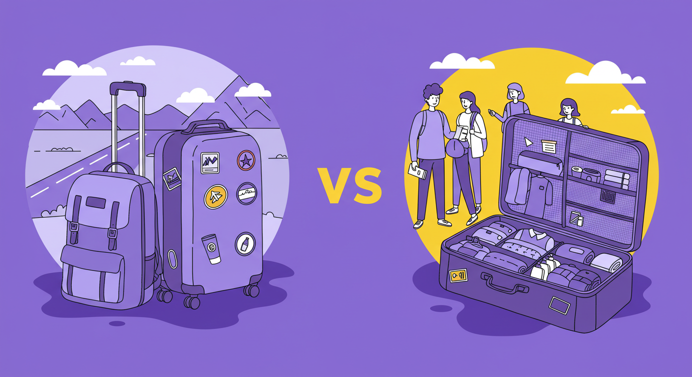 개인여행 vs 단체여행 짐차이