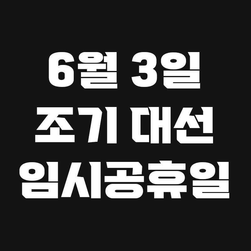 검정색 배경에 6월 3일 조기 대선 임시공휴일이 흰색으로 적힌 썸네일