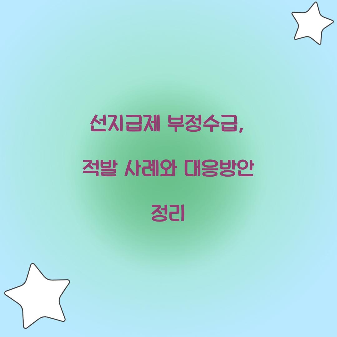 선지급제 부정수급