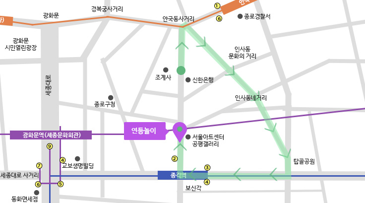 연등회 연등놀이 행사장 지도